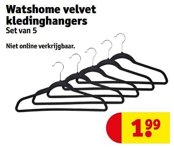 Promoties Watshome velvet kledinghangers - Watshome - Geldig van 23/04/2024 tot 28/04/2024 bij Kruidvat