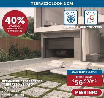 Promotions Keramische terrastegel terrazzo venato - Produit maison - Zelfbouwmarkt - Valide de 23/04/2024 à 20/05/2024 chez Zelfbouwmarkt