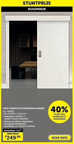 Promoties Luxe complete schuifdeur albero - Huismerk - Zelfbouwmarkt - Geldig van 23/04/2024 tot 20/05/2024 bij Zelfbouwmarkt