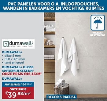 Promotions Pvc panelen dumawall+ gloss - Dumawall - Valide de 23/04/2024 à 20/05/2024 chez Zelfbouwmarkt