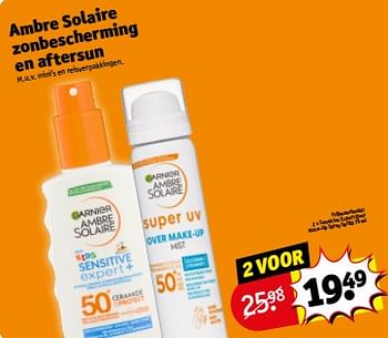 Promotions Ambre solaire sensitive expert over make-up spray spf50 - Garnier - Valide de 23/04/2024 à 28/04/2024 chez Kruidvat