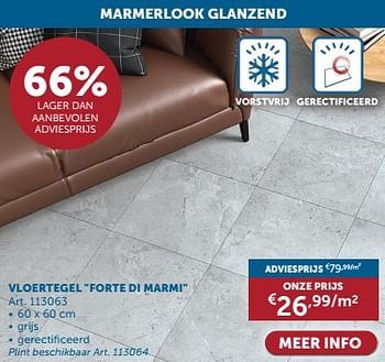 Promotions Vloertegel forte di marmi - Produit maison - Zelfbouwmarkt - Valide de 23/04/2024 à 20/05/2024 chez Zelfbouwmarkt