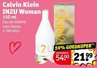 Promoties Calvin klein in2u woman edt - Calvin Klein - Geldig van 23/04/2024 tot 28/04/2024 bij Kruidvat
