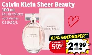 Promotions Calvin klein sheer beauty edt - Calvin Klein - Valide de 23/04/2024 à 28/04/2024 chez Kruidvat