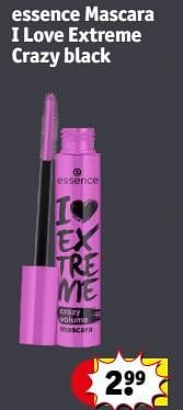 Promotions Essence mascara i love extreme crazy black - Essence - Valide de 23/04/2024 à 28/04/2024 chez Kruidvat
