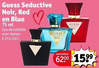 Promoties Guess seductive noir, red en blue edt - Guess - Geldig van 23/04/2024 tot 28/04/2024 bij Kruidvat