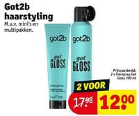 Promoties Hairspray got gloss - Got2b - Geldig van 23/04/2024 tot 28/04/2024 bij Kruidvat