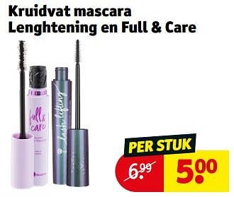 Promoties Kruidvat mascara lenghtening en full + care - Huismerk - Kruidvat - Geldig van 23/04/2024 tot 28/04/2024 bij Kruidvat