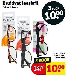 Promoties Leesbril zwart rubber +3.50 - Huismerk - Kruidvat - Geldig van 23/04/2024 tot 28/04/2024 bij Kruidvat