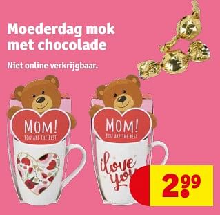 Promotions Moederdag mok met chocolade - Produit maison - Kruidvat - Valide de 23/04/2024 à 28/04/2024 chez Kruidvat