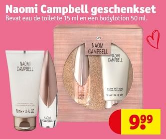 Promotions Naomi campbell geschenkset - Naomi Campbell - Valide de 23/04/2024 à 28/04/2024 chez Kruidvat