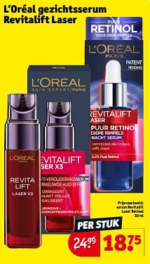 Promoties Serum revitalift laser retinol - L'Oreal Paris - Geldig van 23/04/2024 tot 28/04/2024 bij Kruidvat