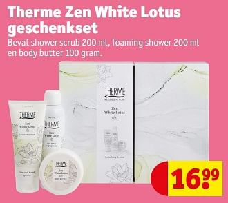 Promotions Therme zen white lotus geschenkset - Therme - Valide de 23/04/2024 à 28/04/2024 chez Kruidvat