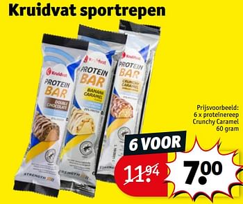 Promoties Kruidvat sportrepen proteïnereep crunchy caramel - Huismerk - Kruidvat - Geldig van 23/04/2024 tot 28/04/2024 bij Kruidvat