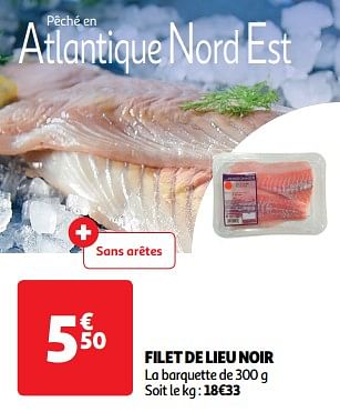 Promoties Filet de lieu noir - Huismerk - Auchan - Geldig van 23/04/2024 tot 28/04/2024 bij Auchan