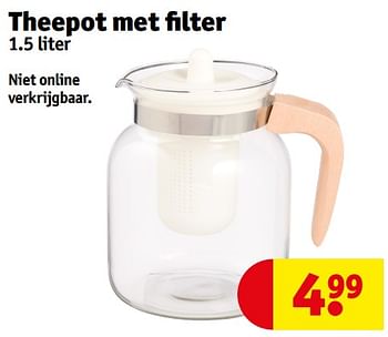Promoties Theepot met filter - Huismerk - Kruidvat - Geldig van 23/04/2024 tot 28/04/2024 bij Kruidvat