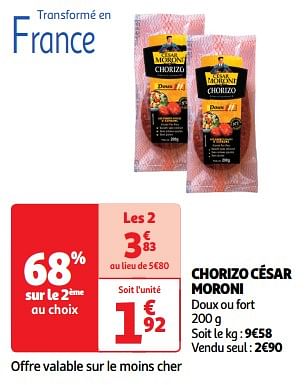 Promoties Chorizo césar moroni - César Moroni - Geldig van 23/04/2024 tot 28/04/2024 bij Auchan