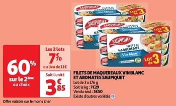 Promotions Filets de maquereaux vin blanc et aromates saupiquet - Saupiquet - Valide de 23/04/2024 à 28/04/2024 chez Auchan Ronq