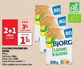 Promotions Flocons d`avoine bio bjorg - Bjorg - Valide de 23/04/2024 à 28/04/2024 chez Auchan Ronq