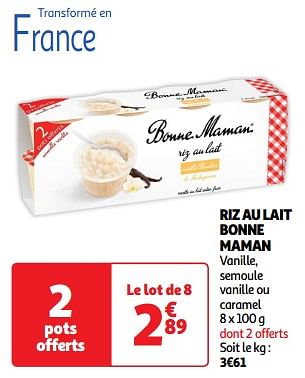 Promoties Riz au lait bonne maman - Bonne Maman - Geldig van 23/04/2024 tot 28/04/2024 bij Auchan