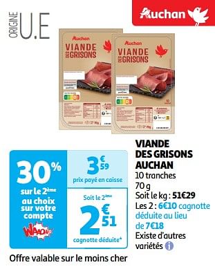 Promoties Viande des grisons auchan - Huismerk - Auchan - Geldig van 23/04/2024 tot 28/04/2024 bij Auchan