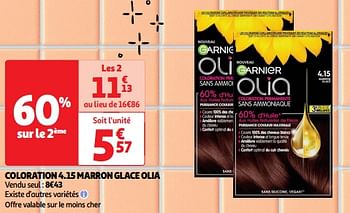 Promoties Coloration 4.15 marron glace olia - Garnier - Geldig van 23/04/2024 tot 28/04/2024 bij Auchan