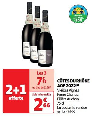 Promotions Côtes du rhône aop 2022 - Vins rouges - Valide de 23/04/2024 à 28/04/2024 chez Auchan Ronq