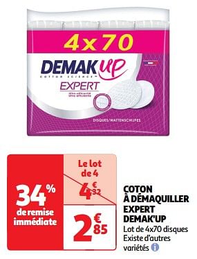 Promoties Coton à démaquiller expert demak`up - Demak'Up - Geldig van 23/04/2024 tot 28/04/2024 bij Auchan