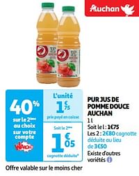 Pur jus de pomme douce auchan-Huismerk - Auchan