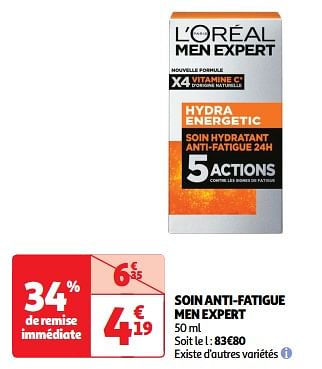 Promotions Soin anti-fatigue men expert - Men Expert - Valide de 23/04/2024 à 28/04/2024 chez Auchan Ronq