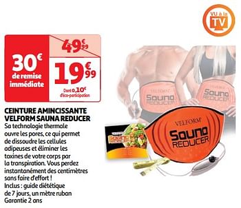 Promoties Ceinture amincissante velform sauna reducer - VELFORM - Geldig van 23/04/2024 tot 28/04/2024 bij Auchan