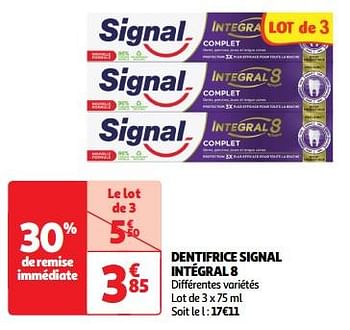 Promoties Dentifrice signal intégral 8 - Signal - Geldig van 23/04/2024 tot 28/04/2024 bij Auchan