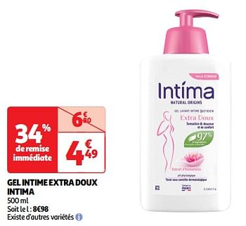 Promoties Gel intime extra doux intima - Intima - Geldig van 23/04/2024 tot 28/04/2024 bij Auchan