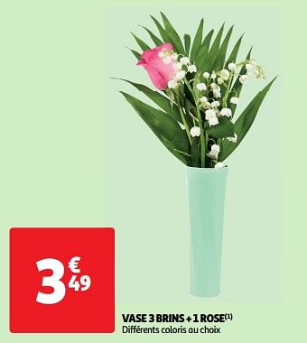 Promoties Vase 3 brins + 1 rose - Huismerk - Auchan - Geldig van 23/04/2024 tot 28/04/2024 bij Auchan