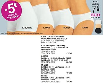 Promotions Lot de 2 culottes ou boxers coton stretch mini - Produit Maison - Damart - Valide de 01/04/2024 à 30/06/2024 chez Damart