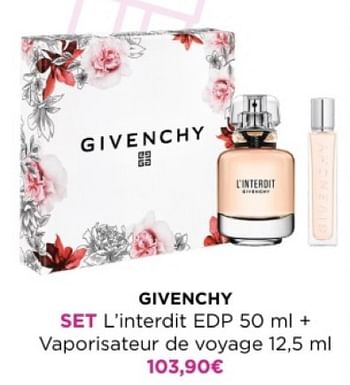 Promoties Givenchy set L`interdit EDP + Vaporisateur de voyage - Givenchy - Geldig van 22/04/2024 tot 28/04/2024 bij ICI PARIS XL