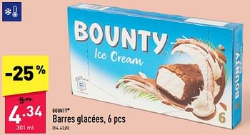 Promoties Barres glacées - Bounty - Geldig van 04/05/2024 tot 10/05/2024 bij Aldi