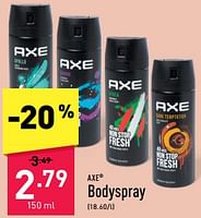 Promotions Bodyspray - Axe - Valide de 04/05/2024 à 10/05/2024 chez Aldi