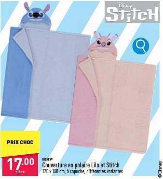 Promoties Couverture en polaire lilo et stitch - Disney - Geldig van 30/04/2024 tot 05/05/2024 bij Aldi