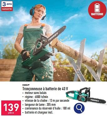 Promoties Ferrex tronçonneuse à batterie de 40v - Ferrex - Geldig van 04/05/2024 tot 05/05/2024 bij Aldi