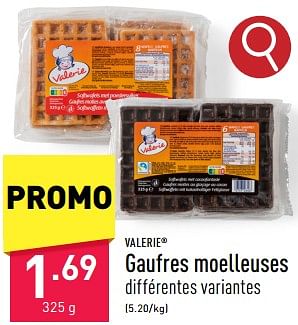 Promoties Gaufres moelleuses - Valerie - Geldig van 03/05/2024 tot 05/05/2024 bij Aldi