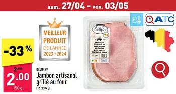 Promoties Jambon artisanal grillé au four - Huismerk - Aldi - Geldig van 29/04/2024 tot 05/05/2024 bij Aldi