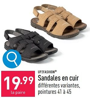 Promoties Sandales en cuir - UP2Fashion - Geldig van 30/04/2024 tot 05/05/2024 bij Aldi