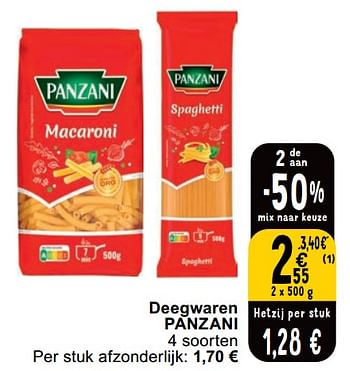 Promoties Deegwaren panzani - Panzani - Geldig van 23/04/2024 tot 29/04/2024 bij Cora