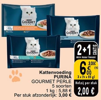 Promoties Kattenvoeding purina gourmet perle - Purina - Geldig van 23/04/2024 tot 29/04/2024 bij Cora
