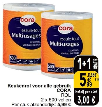 Promoties Keukenrol voor alle gebruik cora rol - Huismerk - Cora - Geldig van 23/04/2024 tot 29/04/2024 bij Cora