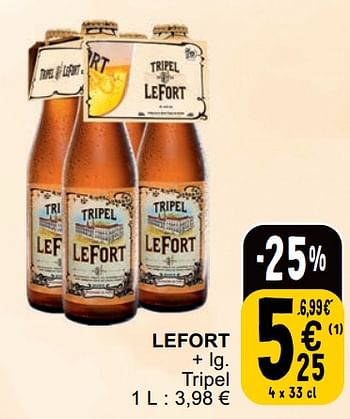 Promoties Lefort tripel - Lefort - Geldig van 23/04/2024 tot 29/04/2024 bij Cora