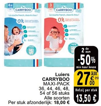 Promotions Luiers carryboo maxi-pack - Carryboo - Valide de 23/04/2024 à 29/04/2024 chez Cora
