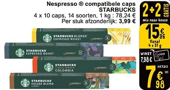 Promotions Nespresso compatibele caps starbucks - Starbucks - Valide de 23/04/2024 à 29/04/2024 chez Cora