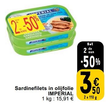 Promotions Sardinefilets in olijfolie imperial - Imperial Poissons - Valide de 23/04/2024 à 29/04/2024 chez Cora